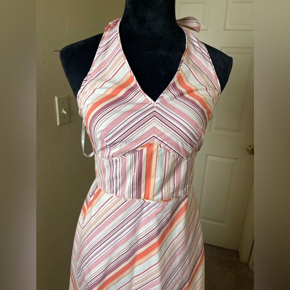 Ann Taylor Halter Colorful Striped Dress Size 2 - Picture 4 of 8